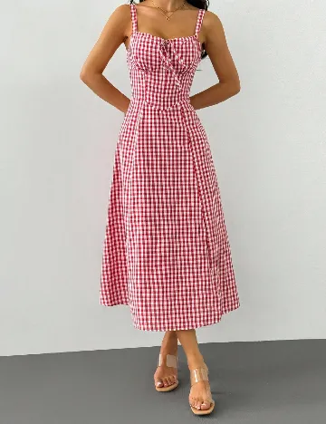 Rochie medie SHEIN, rosu/alb