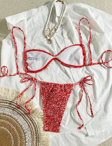 Costum de baie SHEIN, rosu/alb