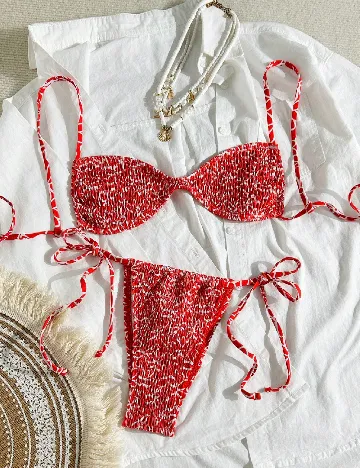 Costum de baie SHEIN, rosu/alb