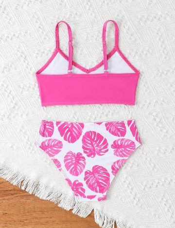 Costum de baie Shein Kids, roz/alb