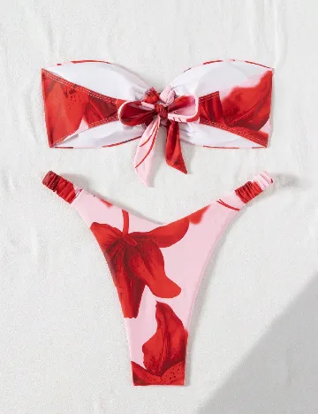 Costum de baie SHEIN, roz/rosu