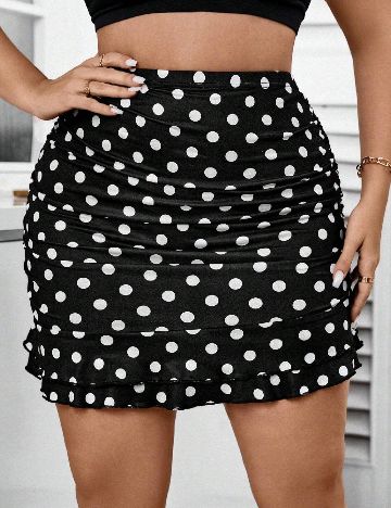Fusta SHEIN CURVE, negru/alb