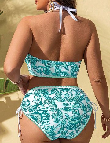 Costum de baie SHEIN CURVE, verde/alb