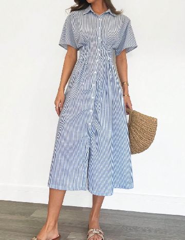 Rochie medie SHEIN, albastru/alb