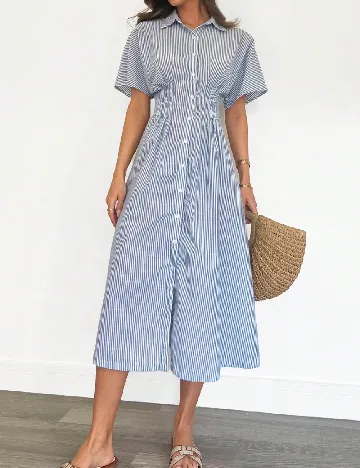 Rochie medie SHEIN, albastru/alb