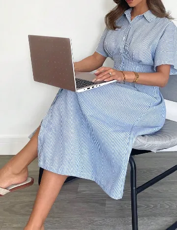 Rochie medie SHEIN, albastru/alb