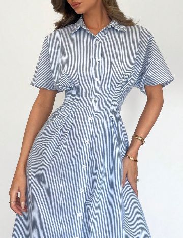 Rochie medie SHEIN, albastru/alb