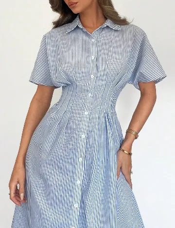 Rochie medie SHEIN, albastru/alb