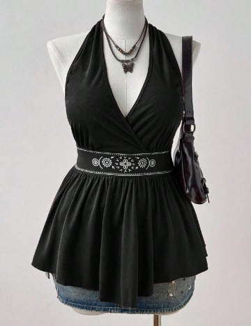 Top SHEIN CURVE, negru