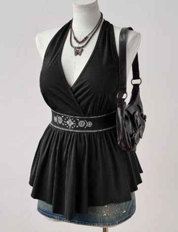 Top SHEIN CURVE, negru