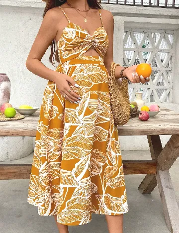 Rochie medie SHEIN Maternity, mustar