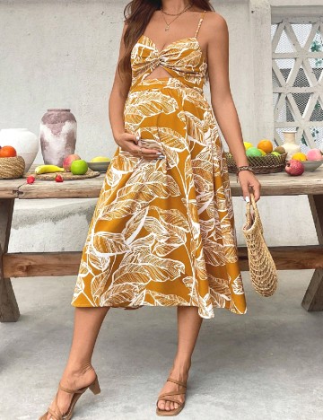 Rochie medie SHEIN Maternity, mustar