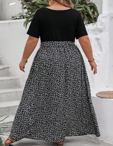 Rochie lunga SHEIN CURVE, negru/alb