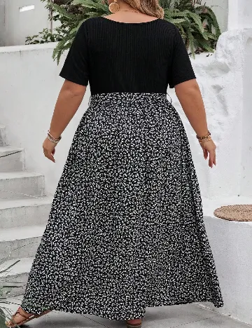 Rochie lunga SHEIN CURVE, negru/alb