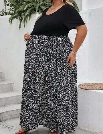 Rochie lunga SHEIN CURVE, negru/alb