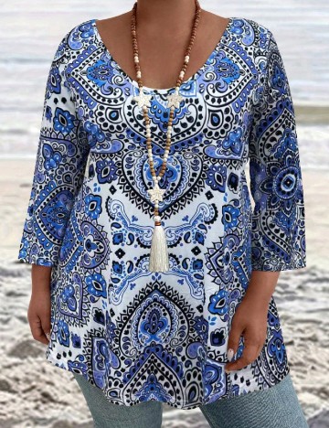 Bluza SHEIN CURVE, albastru