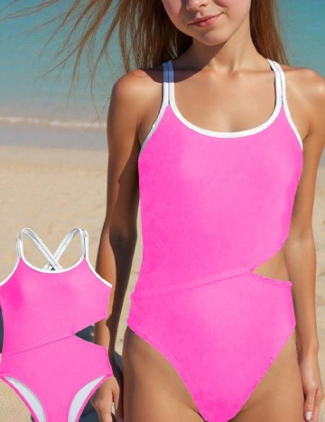 Costum de baie Shein Kids, roz