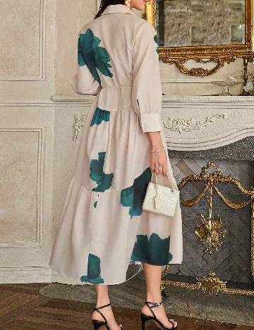 Rochie medie Dazy, crem/verde
