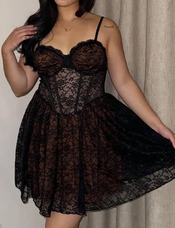 Rochie scurta SHEIN CURVE, negru/maro