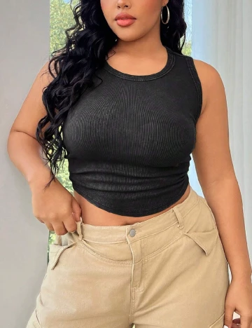 Top SHEIN CURVE, gri inchis