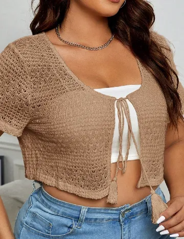 Cardigan SHEIN CURVE, maro