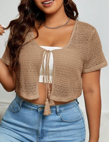 Cardigan SHEIN CURVE, maro