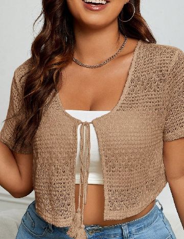 Cardigan SHEIN CURVE, maro