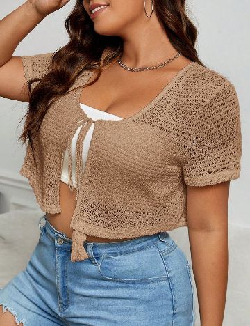 Cardigan SHEIN CURVE, maro