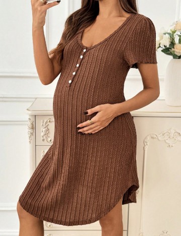 Rochie scurta SHEIN Maternity, maro