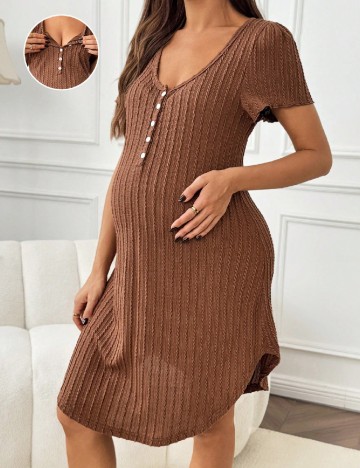 Rochie scurta SHEIN Maternity, maro