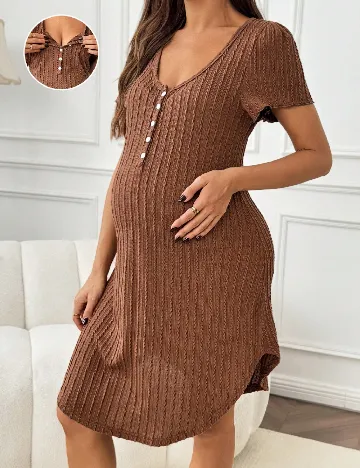 Rochie scurta SHEIN Maternity, maro
