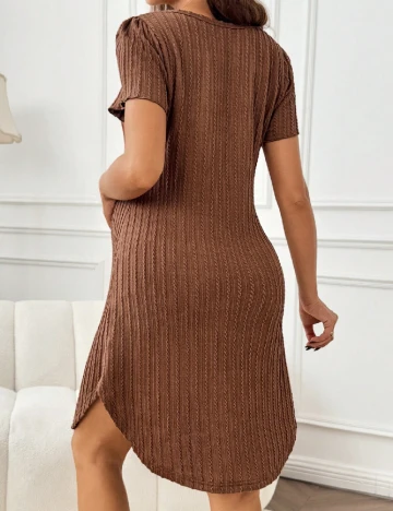 Rochie scurta SHEIN Maternity, maro