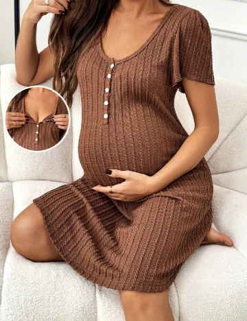 Rochie scurta SHEIN Maternity, maro