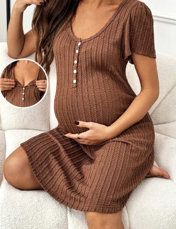Rochie scurta SHEIN Maternity, maro