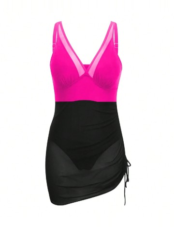 Costum de baie SHEIN, roz/negru