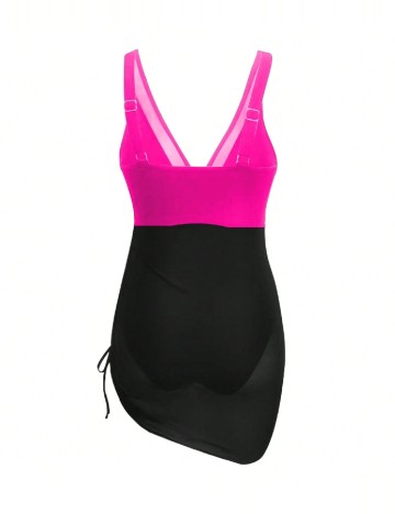Costum de baie SHEIN, roz/negru