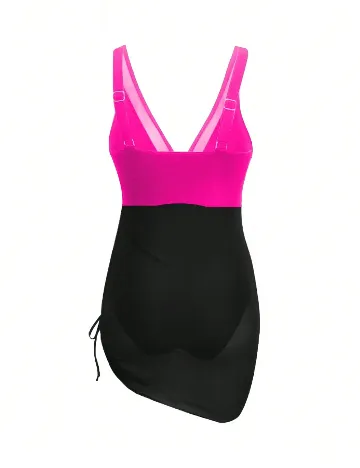 Costum de baie SHEIN, roz/negru