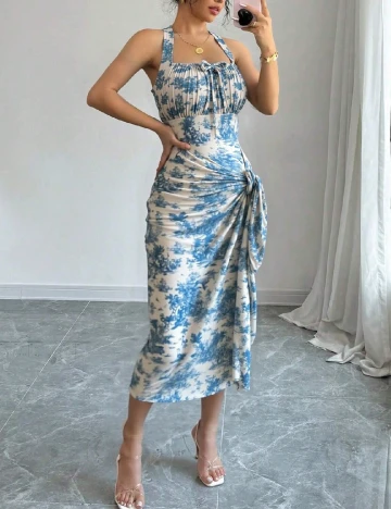 Costum de baie SHEIN, albastru/crem