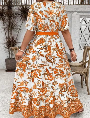 Rochie lunga SHEIN CURVE, portocaliu/alb