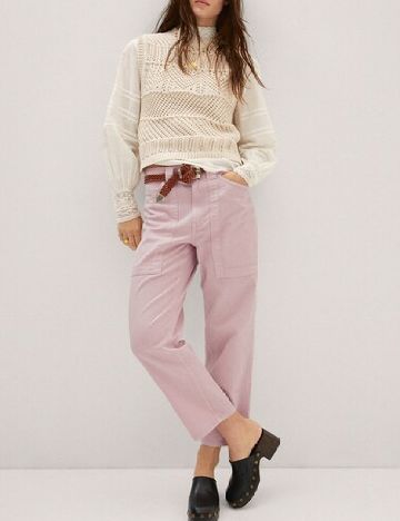 Pantaloni Mango, roz
