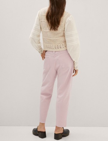 Pantaloni Mango, roz
