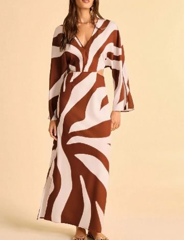 Rochie lunga SHEIN, alb/maro