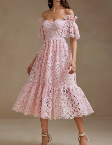 Rochie medie Anewsta, roz