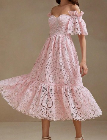 Rochie medie Anewsta, roz