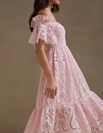 Rochie medie Anewsta, roz