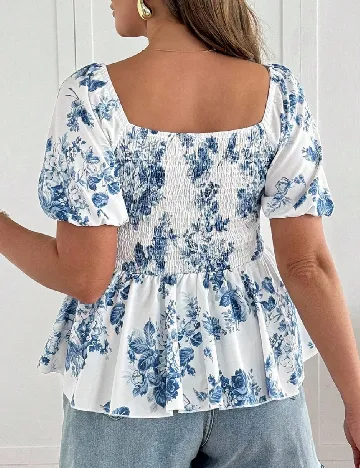 Bluza SHEIN CURVE, alb/albastru