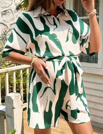 Salopeta SHEIN Maternity, verde/ecru