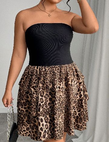 Rochie scurta SHEIN CURVE, animal print