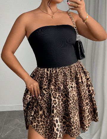 Rochie scurta SHEIN CURVE, animal print