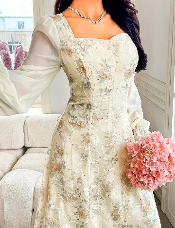 Rochie lunga SHEIN, crem